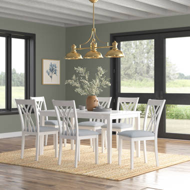 White dining table set best sale 7 piece